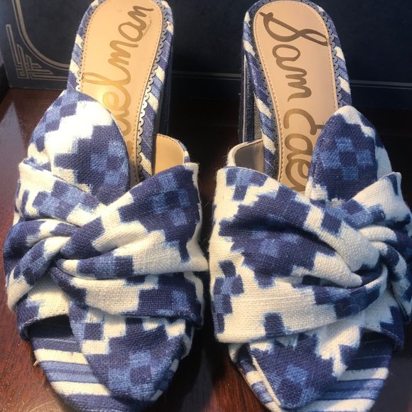 Sam Edelman Shoes - Sam Edelman Oda sandals (Blue/White) Block Heels